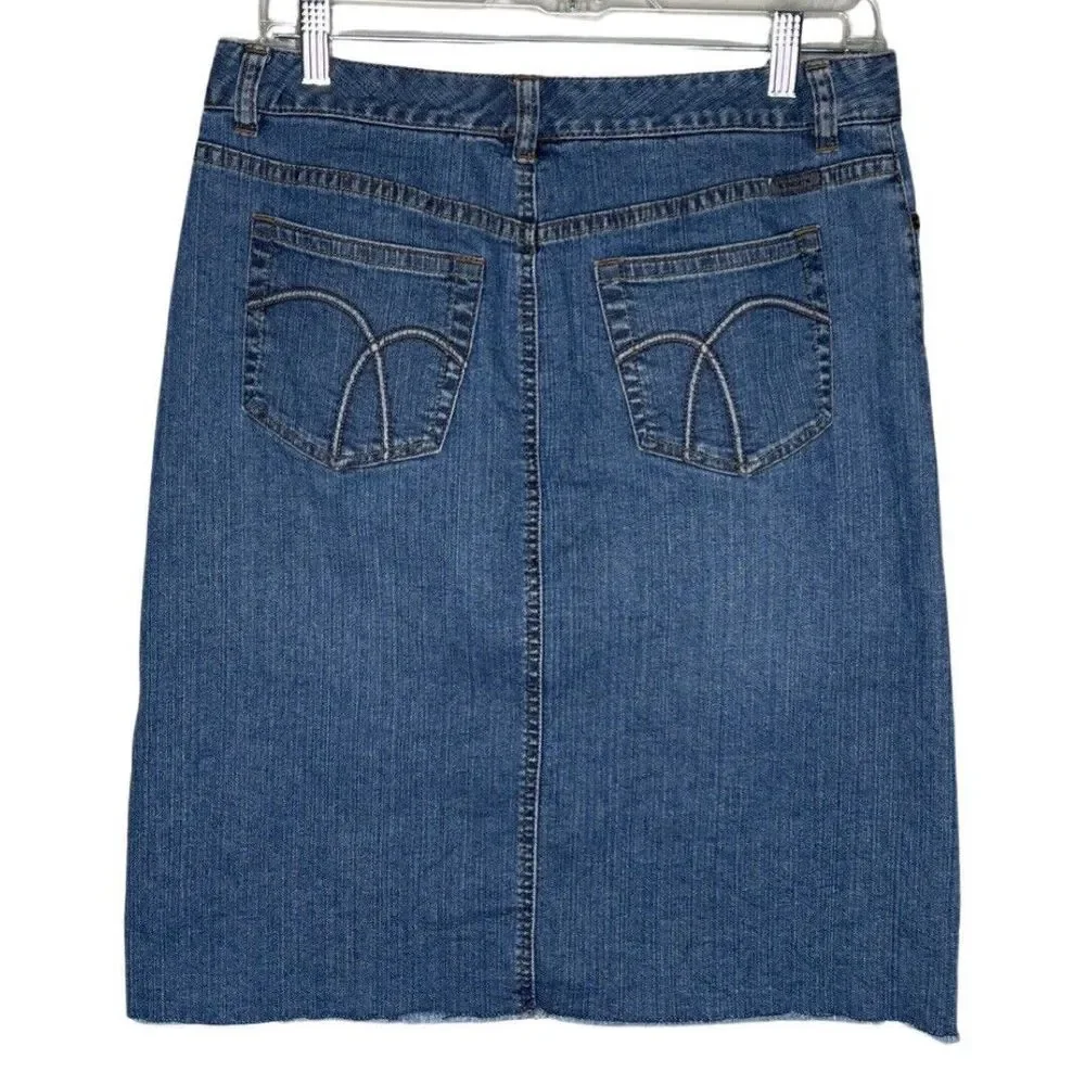 Liz Claiborne Skirt Womens 8 Blue Denim Jean Skirt Medium‎ Wash Retro Casual Y2K